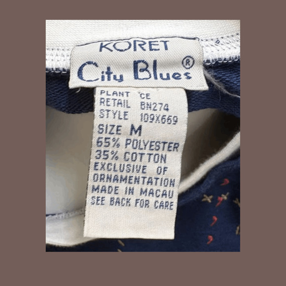Koret Embroidered Sweatshirt | Navy Blue | Size M | Vintage - Picture 5 of 6